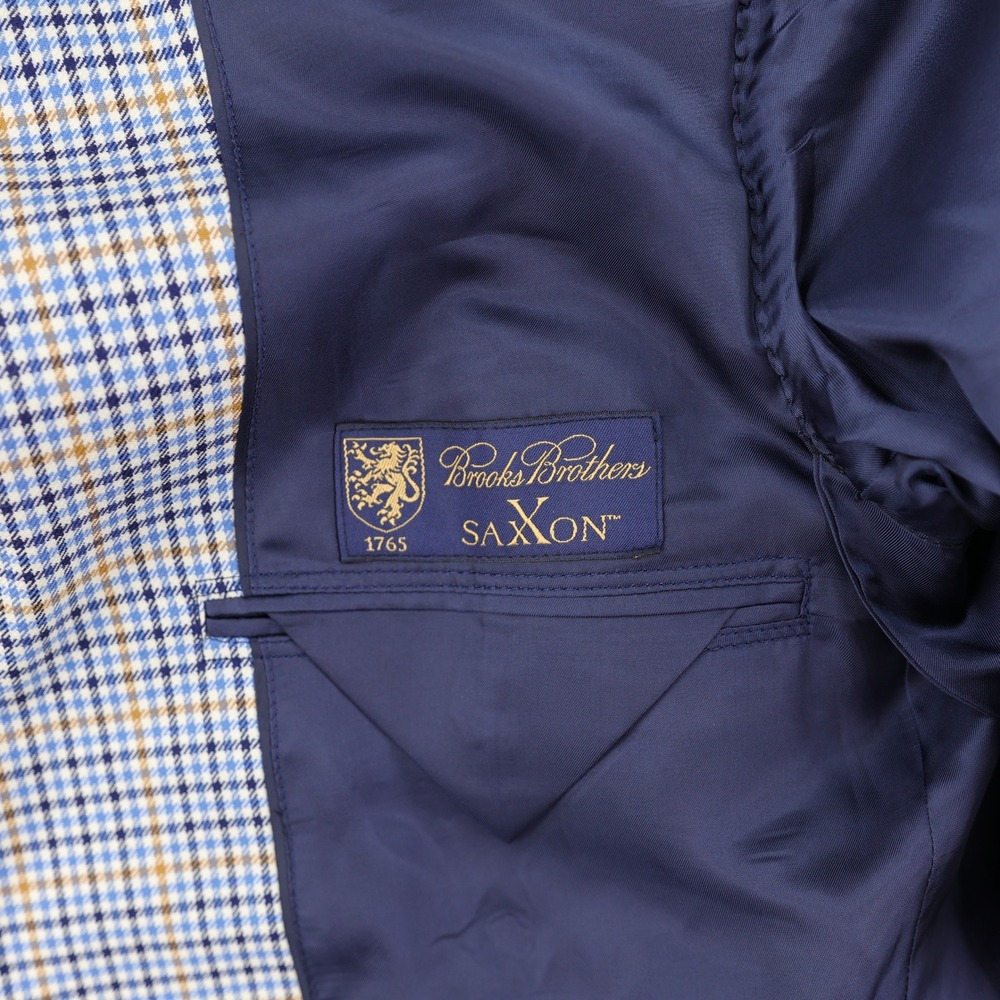 Brooks Brothers SaxXon Wool Sport Coat 42R 1818 Madison Blue Orange Glen Plaid - Picture 13 of 15